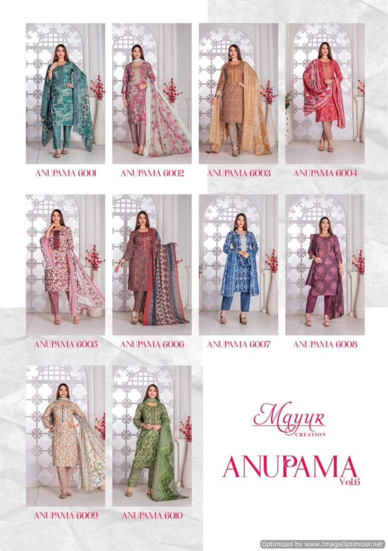 Mayur Anupama Vol 6 Lawn Cotton Wholesale Salwar Suit Catalog — Wholesale Salwar Suits, Mayur Dress wholesale from Surat — view 10